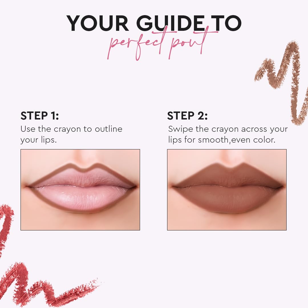 Million Colors Lip Crayon Lipstick | 8H Long-Lasting Matte | Hydrating & Lightweight | Highly Pigmented | Smudge-Proof & Transfer-Proof | Hyaluronic Acid & Shea Butter (Bean 03, 3g)