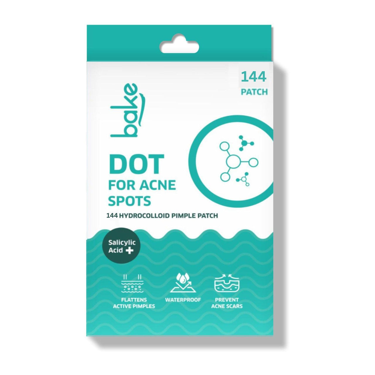 BAKE 2% Salicylic Acid Pimple Patches (144 Dots) for Acne with Hydrocolloid Waterproof Patches | For Red, Pus Filled, Active Acne | For All Skin Types