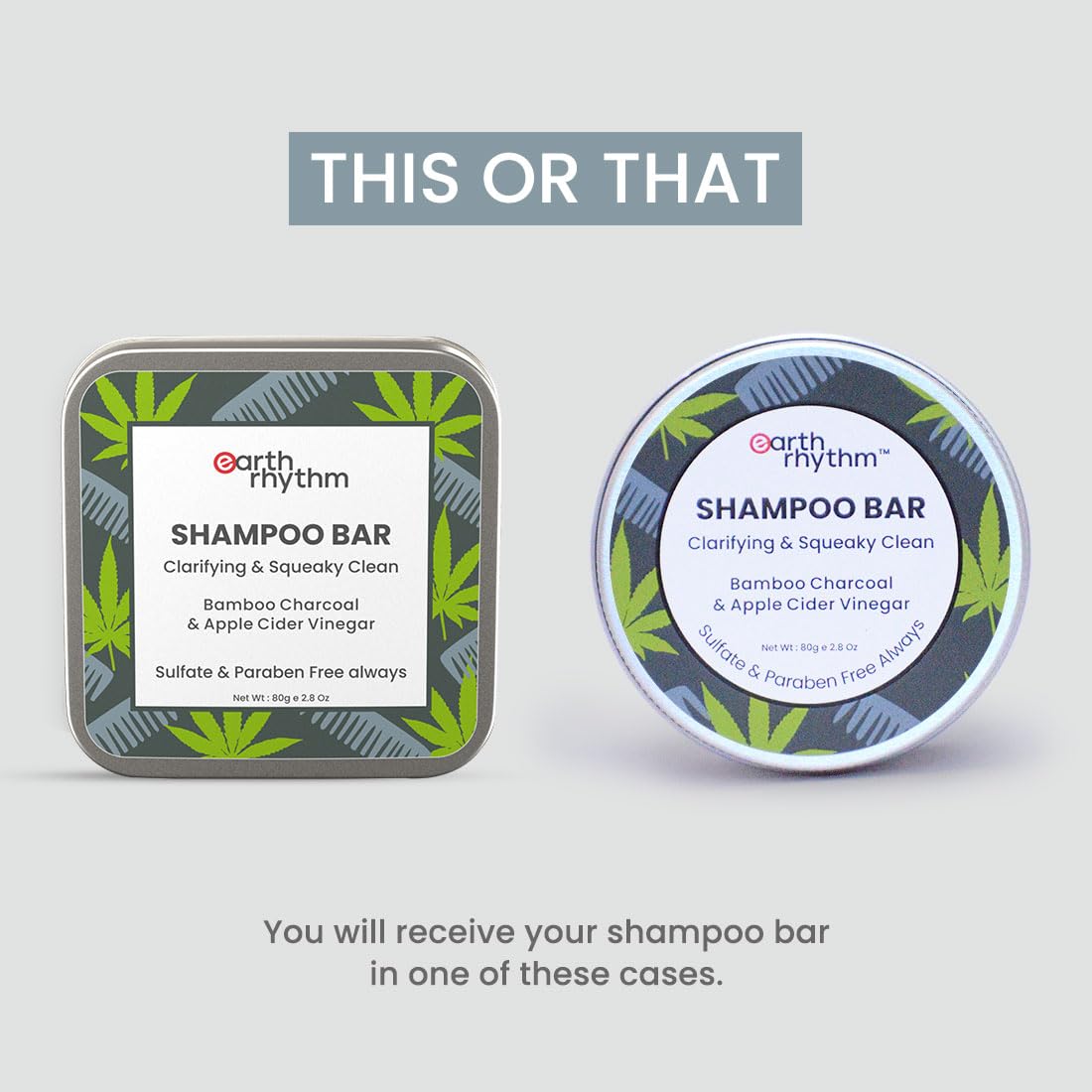 Earth Rhythm Charcoal Shampoo Bar | Clarify scalp, Strengthen Roots, Revitalise Hair | Sulphate & Paraben Free, Plastic Free, Tin Packaging - 80g