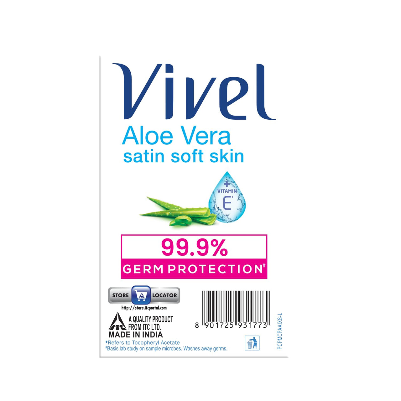 Vivel Aloe Vera Bathing Soap with Vitamin E for Soft Glowing skin, 1200g (150g - Pack of 8), Soap for Women & Men, For All Skin Types
