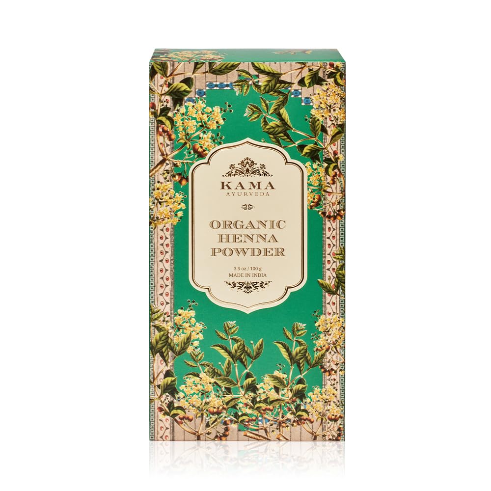 Kama Ayurveda Organic Henna Powder, 100g - Brown & Kama Ayurveda Nalpamaradi Thailam Skin Brightening Treatment- 50 ml & KAMA AYURVEDA ELADI HYDRATING FACE CREAM 8GM