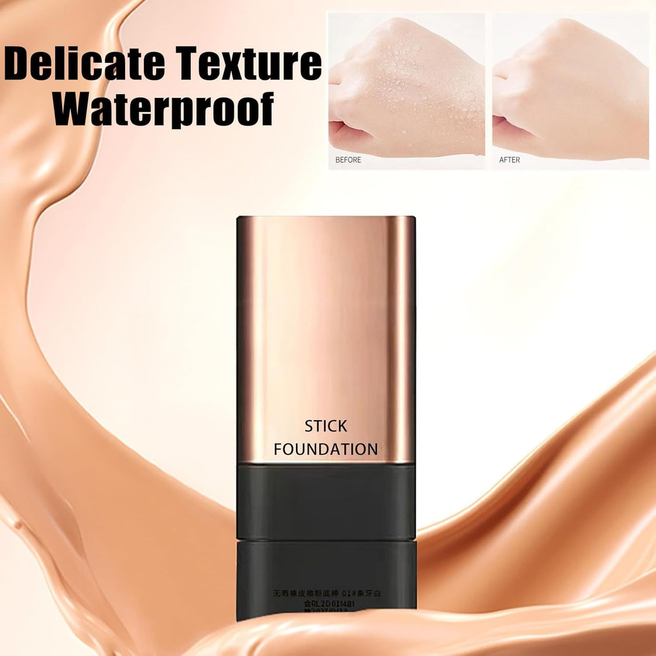 Luxenwell 2 In 1- Luxury Flawless Eraser Foundation Stick | Korean Hydrating Lightweight Foundation Stick with Brush | Waterproof Thin and Cover Blemishes for All Skin Types | 1Pcs