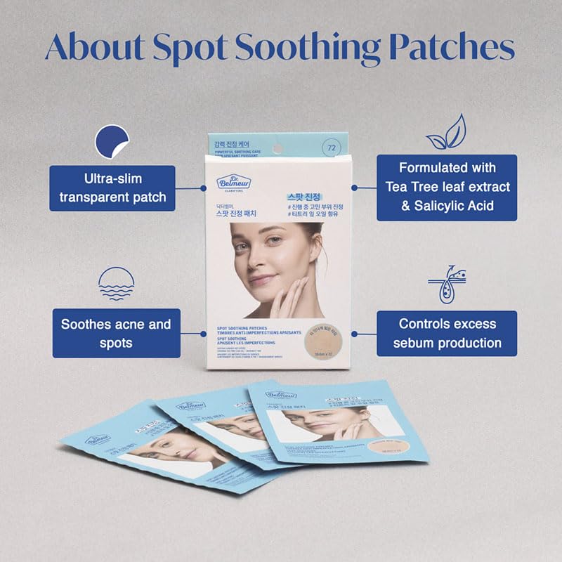 The Face Shop Dr.Belmeur Derma Acne Patches, 72 Hydrocolloid Waterproof Patches | For Active Surface Acne | Absorbs Pimple Overnight | For All Skin Types