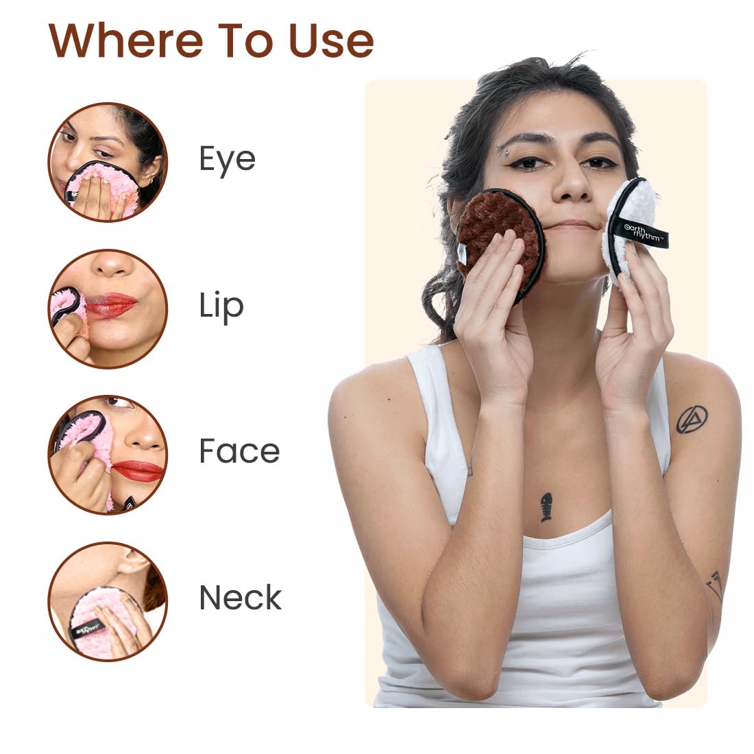 Earth Rhythm Matcha Cleansing Balm & Cleansing Pad, Easily Removes Stubborn Face & Eye Makeup - 50 gm