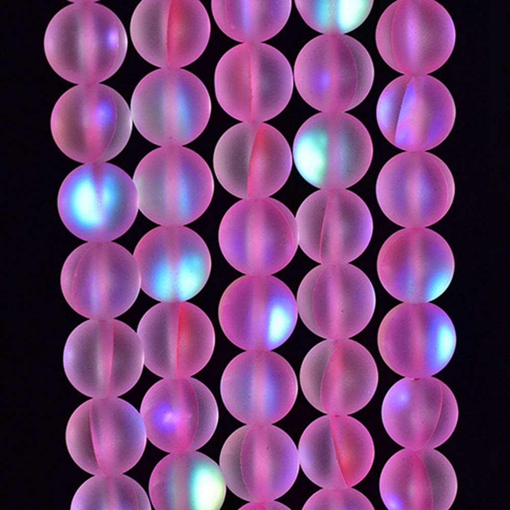 Asingeloo 38PCS 10mm Natural Pinkish Mystic Aura Quartz Gemstone Frosted Matte Titanium Round Loose Spacer Beads 15 inch Full Strand Crystal Healing Power Quartz Pink Mystic Aura
