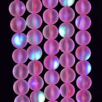 Asingeloo 38PCS 10mm Natural Pinkish Mystic Aura Quartz Gemstone Frosted Matte Titanium Round Loose Spacer Beads 15 inch Full Strand Crystal Healing Power Quartz Pink Mystic Aura