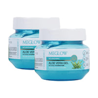 Meglow by Leeford | Nourishing Aloe Vera Gel | Intense Skin Hydration Formula | Aloe Vera Gel for Skin and Hair | Aloe Vera & Cucumber-based Moisturizing Gel for All Skin Types Pack of 2 (100g each)