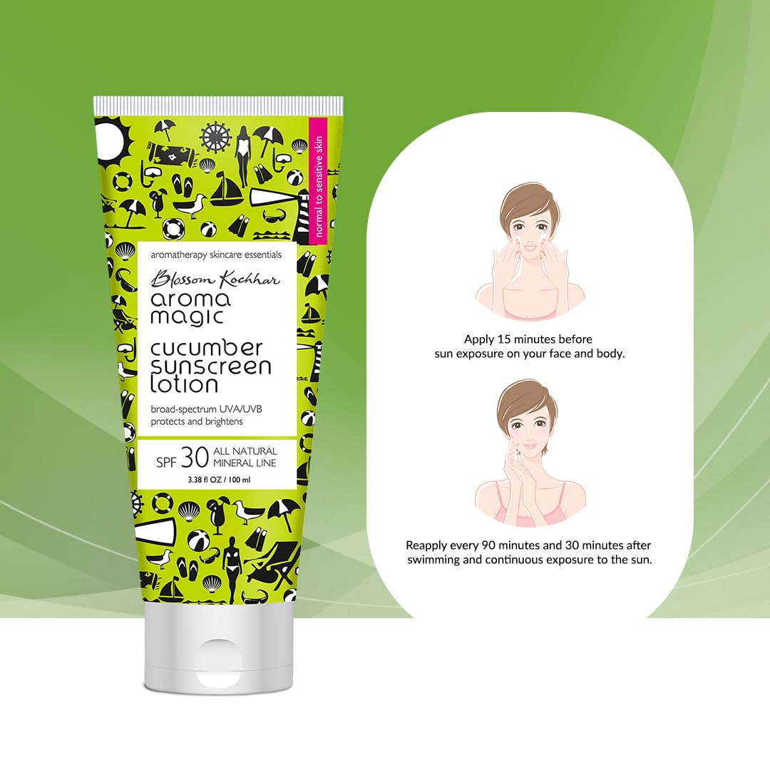 Aroma Magic Cucumber Sunscreen Lotion With Broad Spectrum Protection UVA/UVB |SPF 30 |For Normal To Sensitive Skin | 50ml
