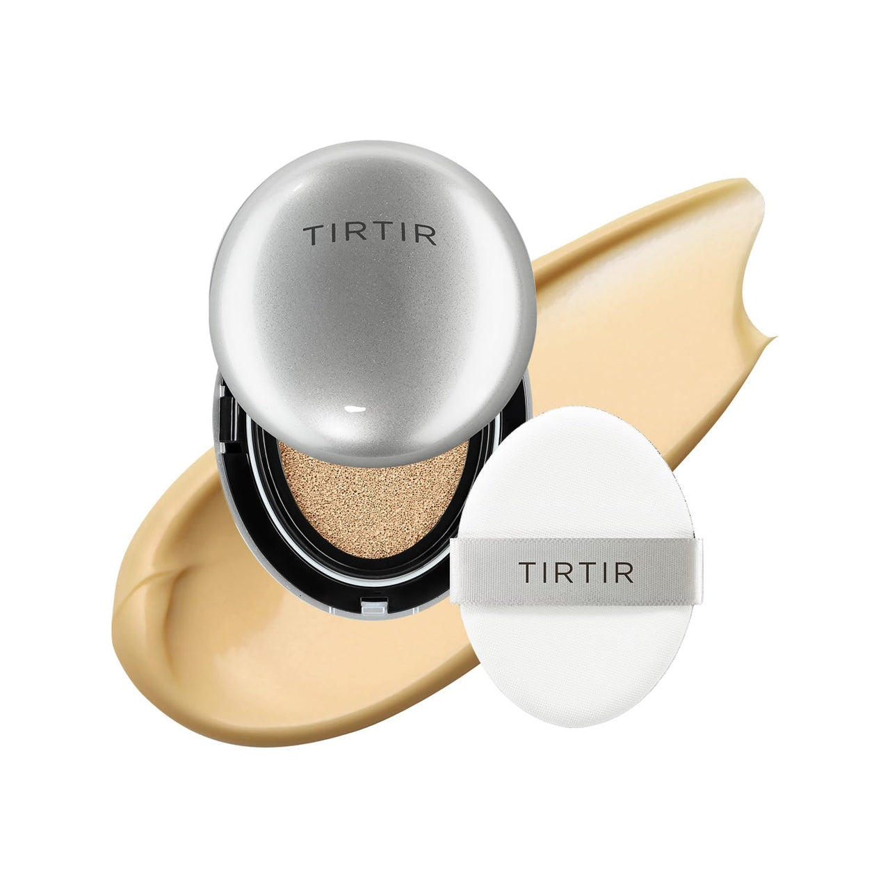 TIRTIR Mask Fit Aura Cushion Foundation, Full coverage, Skin fit, Satin Glow Finish, Korean Cushion Foundation #24W SOFT BEIGE, 4.5g