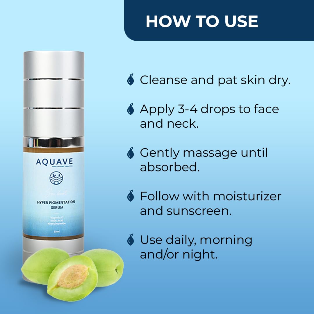 AQUAVE Marine Hyper Pigmentation Face Serum | 1% Alpha Arbutin | 3% Vitamin C | 1% Kojic Acid | 5% Niacinamide | Fades Dark Spots | Anti-Ageing | Brightens Skin | Seaboost™ Tech | Results in 30 Days
