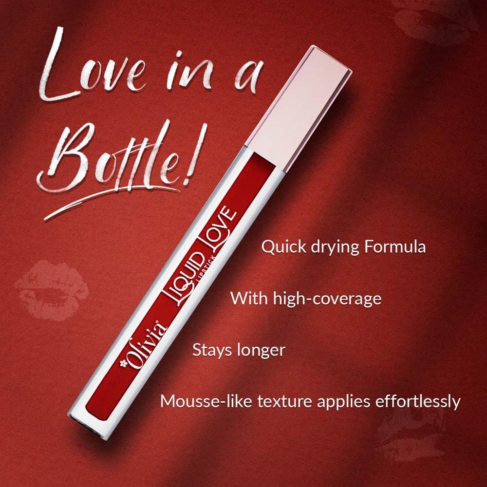 Oliva Liquid Lipstick, 12HR Long-lasting Matte Lipstick, Non Transfer, High Coverage, Water & Smudge Proof, Light Weight & Cruelty-Free - 2ml (Rebel Red 5)