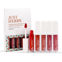 Just Herbs Ayurvedic Liquid Lipstick Pack of 2 with Long Lasting, Hydrating & Lightweight Lip Colours (Nudes & Browns + Deeps & Reds) (Cream)