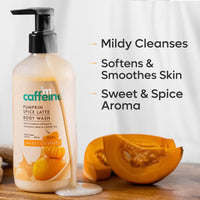 mCaffeine Pumpkin Spice Latte Body Wash with Sweet & Spicy Aroma | Mildly Cleanses for Soft & Smooth Skin | SLS & Soap Free | Fragrance Body Wash for Men & Women |All Skin Types - 300 ml