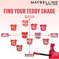 Maybelline New York Super Stay Teddy Tint - Lip and Cheek Color, Baby Tee, 5ml | Teddy Soft Matte up to 12Hr | Multi Use | Comfortable Long wear formula | Buildable | Natural flushed look in one swipe