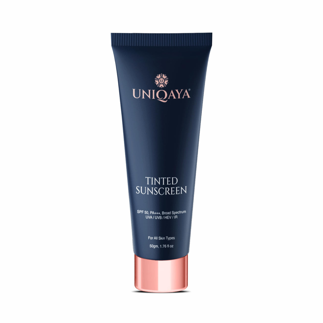 Uniqaya Tinted Sunscreen Spf 50 PA+++|Tinted Sunscreen for Men & Women Sunscreen for Oily Skin & Dry Skin |Blue Light Protection No White Cast, Lightweight