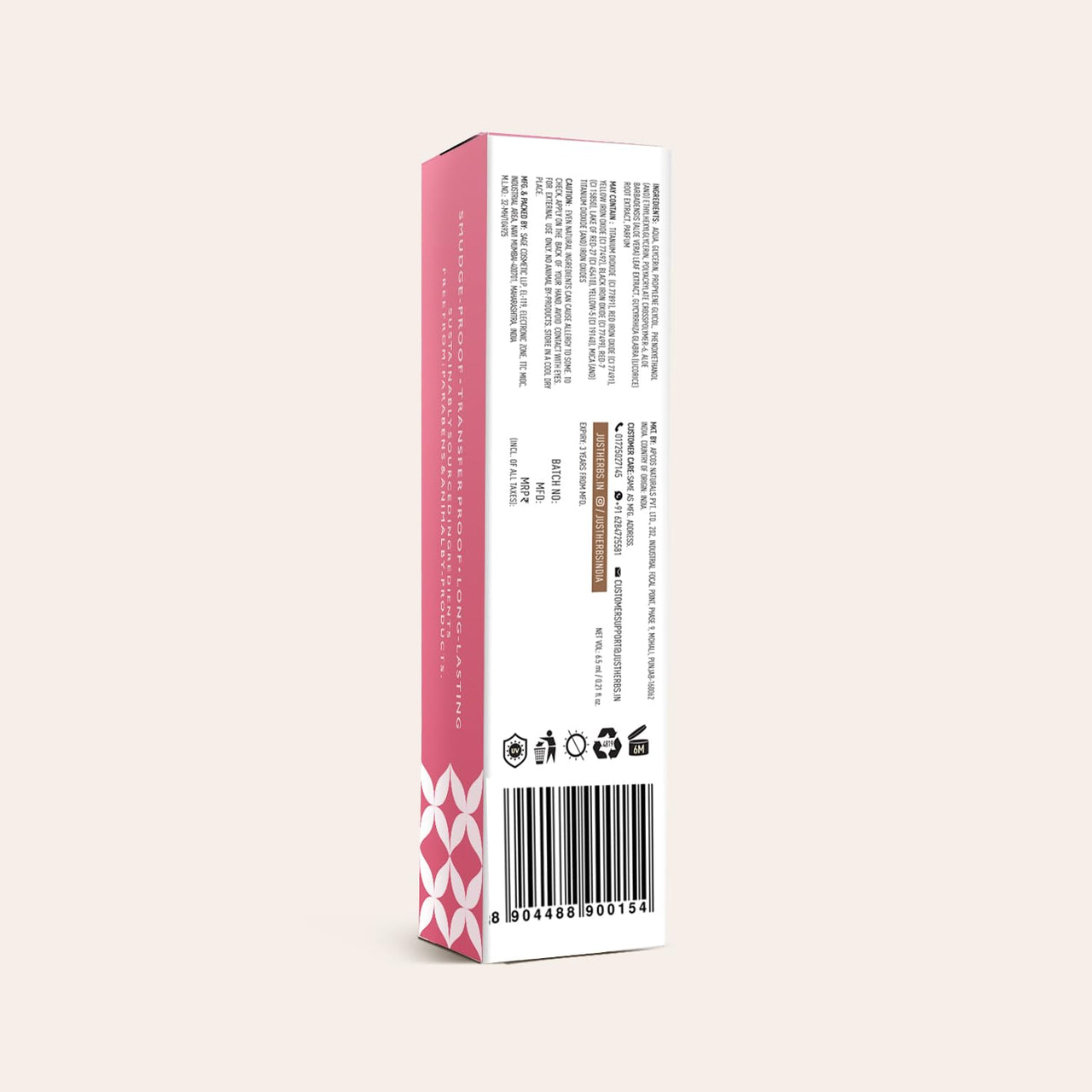 Just Herbs Water Baby Smudge & Transfer Proof | 12hrs Stay | Richly Pigmented Infused with Aloe Vera Multipurpose Water Tint for Lips, Cheeks and Eyelids for Women 6.5ml (Berry Sweet)