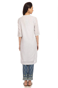BIBA Womens Mandarin Collar Stripe Kurta