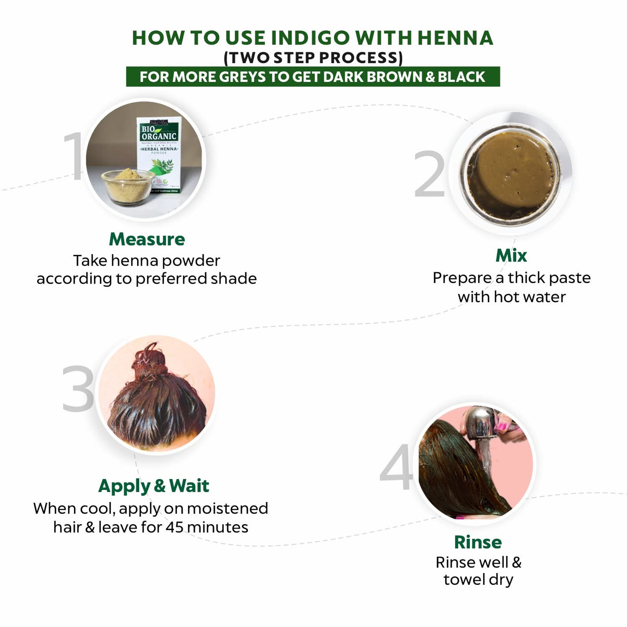 Indus Valley Bio Organic Herbal Henna Paste -150 g, with Herbal Indigo Powder -100 g