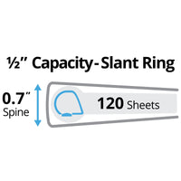 Avery Durable View 3 Ring Binder, 1/2 Inch Slant Rings, 1 Black Binder (17001) 0.5