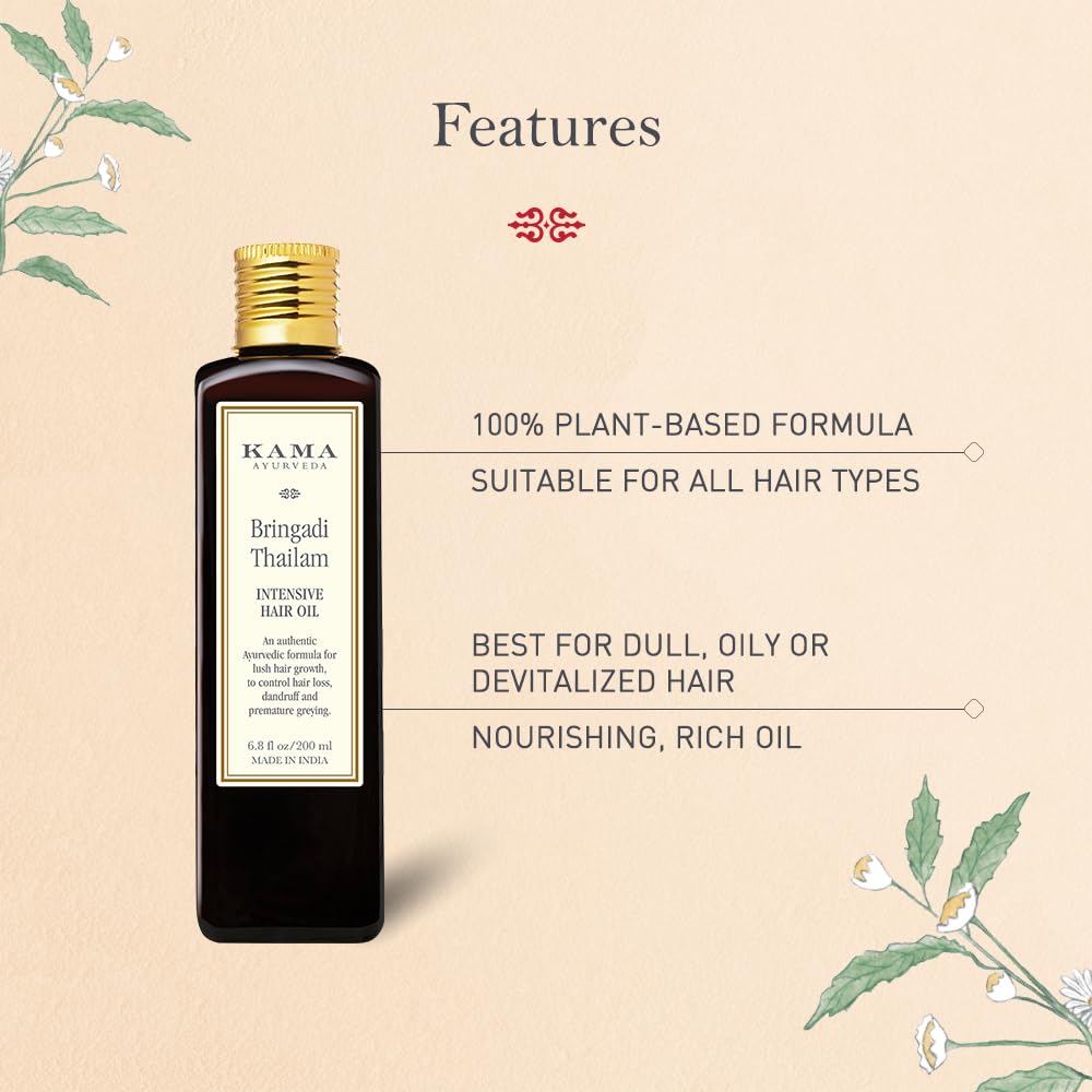Kama Ayurveda Bringadi Intensive Hair Treatment Oil, 200ml(Hair Oil) (Pack of 2)