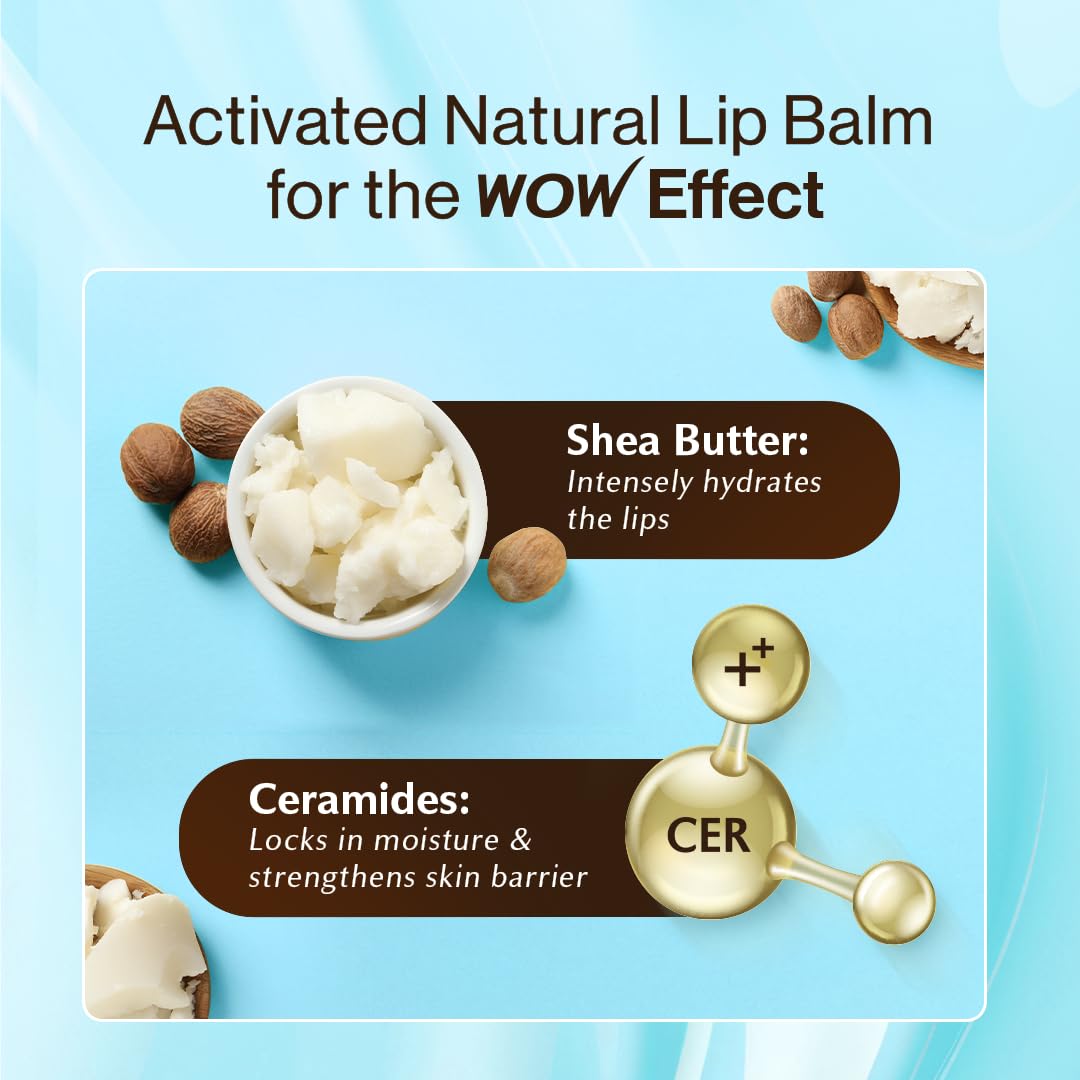 WOW Skin Science Shea Butter Nourishing Lip Balm with Ceramides – Hydrating Lip Balm for Dry, Chapped Lips | Strengthens Lip Skin Barrier | SPF 30 | 4g