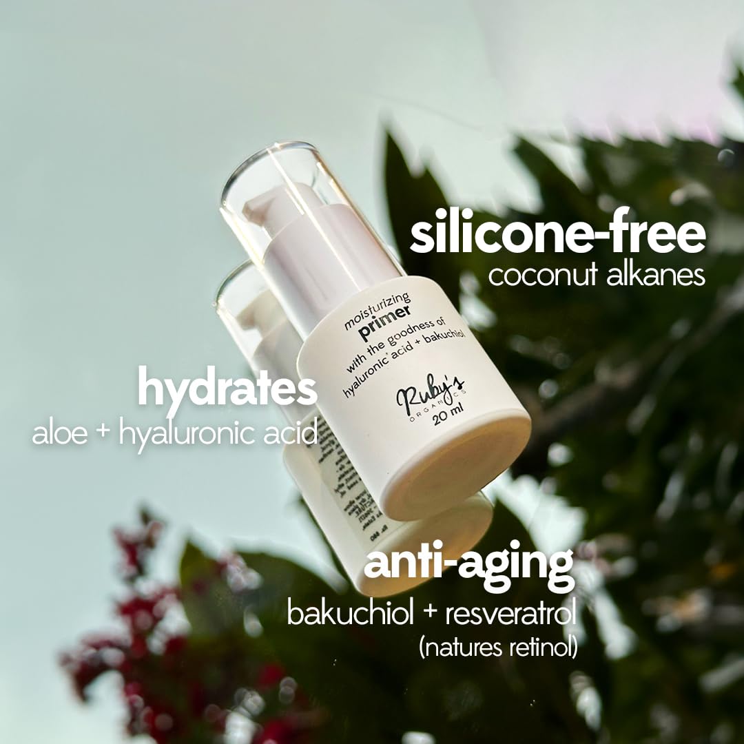 Ruby's Organics Primer for Face Makeup- Infused with Hyaluronic Acid and Bakuchiol, Moisturizing, Hydrating, Non-Greasy, Lightweight, Minimise Pores and Fine Lines, All Skin Type, Vegan - 20ml