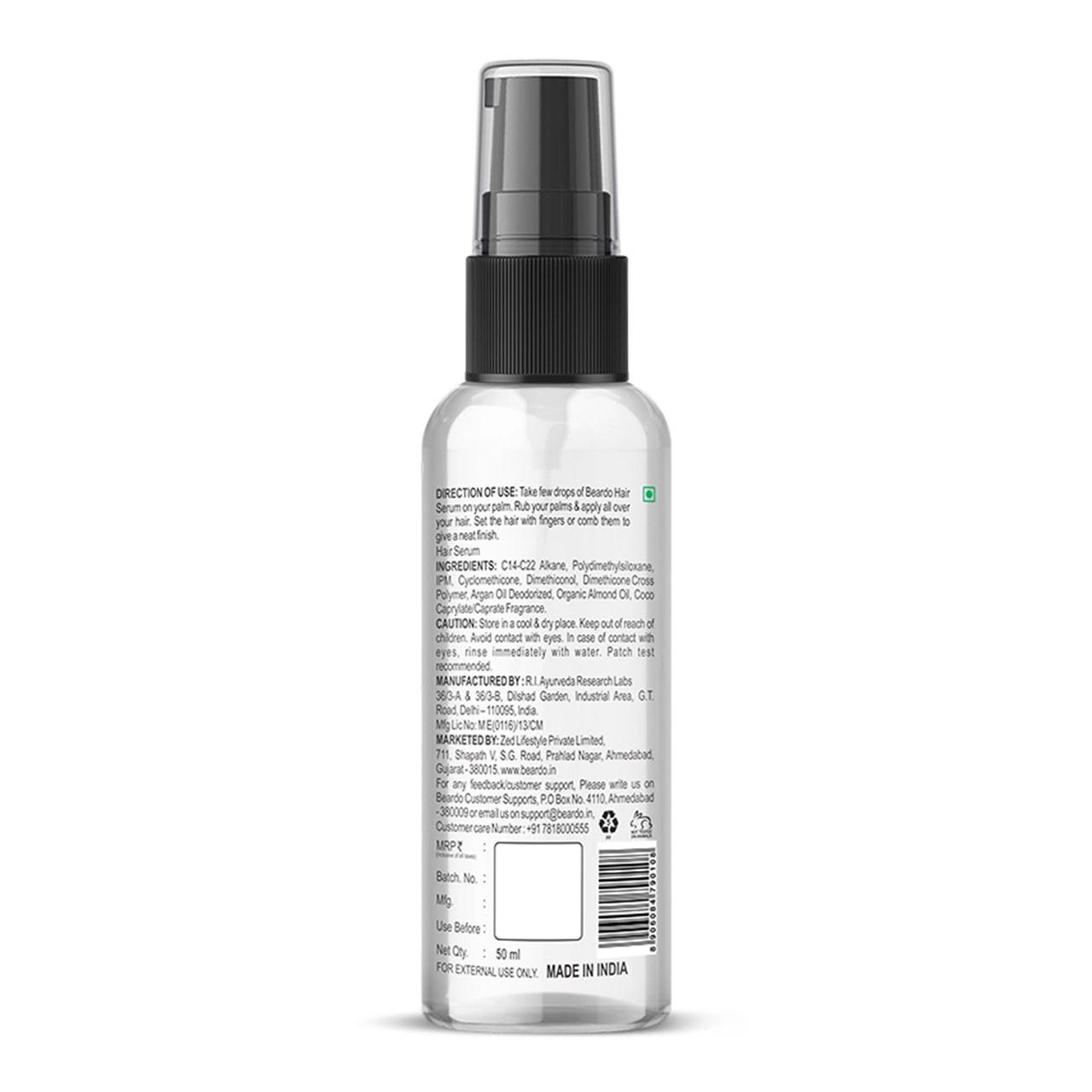 Beardo Hair Serum 50ml for Instant Shine & Anti-frizz with Argan Oil, Made for Men's  Hair, Super Light-weight | Provides shine, smoothness and damage protection | Luxurious Shine, Frizz-Free Hair Serum for Men