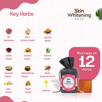 VCare Skin Whitening Soap -100 gm | Richness of 12 Herbs Ingredients with Songyi Mushroom Extract Soap bar | Exfoliates the skin impurities & improves the skin tone for both Men and Women (Pack of 3)