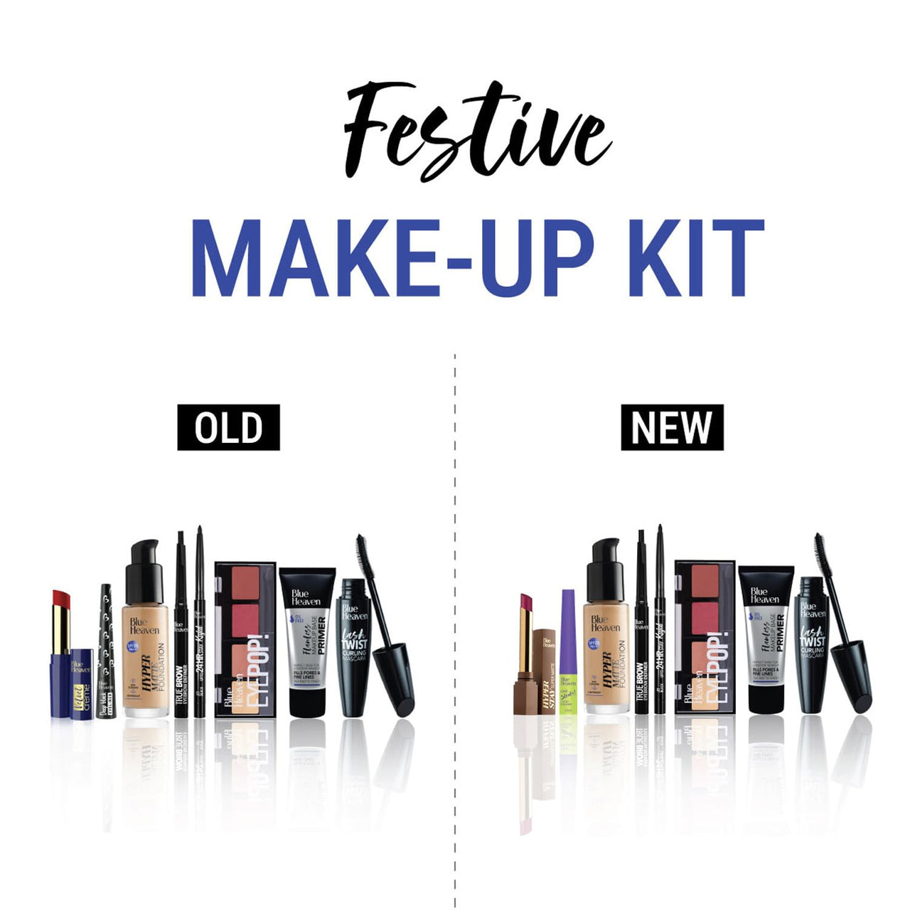 Blue Heaven Festive MakeUp Kit For Women, Fair Tone Combo, (Pack of 8)