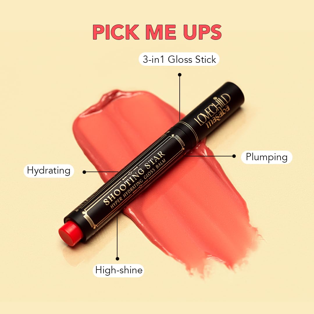 LoveChild Masaba Hyper Hydrating Gloss Balm Sticks (Reddish Brown) | 3-in-1 Plumping Lip Gloss Balm For High Shine | Enriched with Peptide, Squalene & Jojoba For Hydration | Fireball, 1.8g