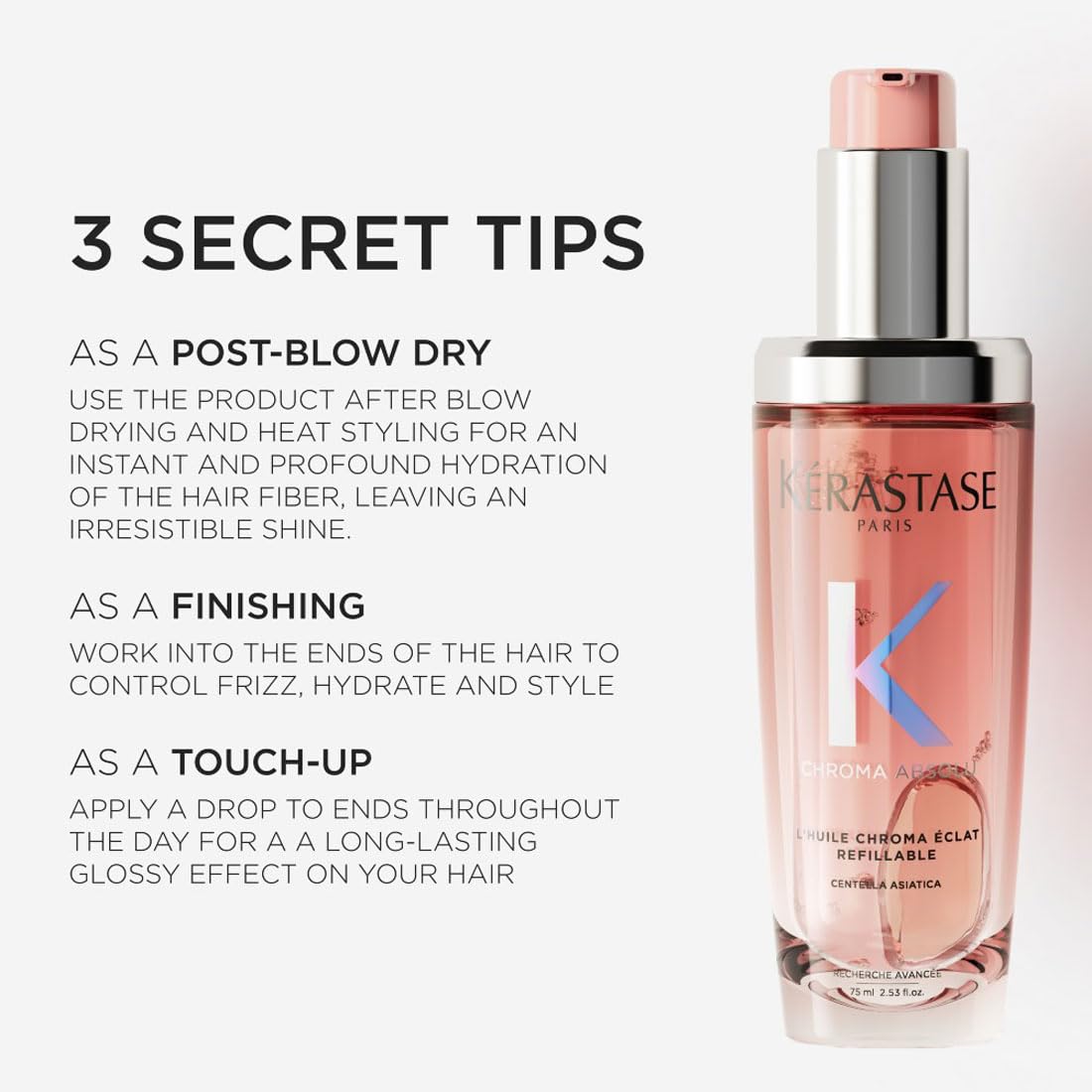 Kérastase Chroma Absolu Hair Oil-In-Serum For Colour Treated Hair | 93% Colour Preservation | Enriched With Centelle Asiatica | Providing Long-Lasting Protection and Smoothness.75ml