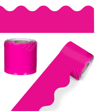 Carson Dellosa 36 Ft Scalloped Hot Pink Bulletin Board Borders, Classroom Borders for Bulletin Board, White Board, Cork Board, Locker, and Classroom Dcor, Bulletin Board Trim