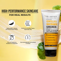 Dr Sheth's Centella & Niacinamide Sunscreen SPF 50 PA+++ | For Oily & Acne-Prone Skin | Sweat Proof & Water-Resistant | Dry Touch Matte Finish | Controls Excess Oil | Protects Against UVA & UVB Rays | For Men & Women | 50 g