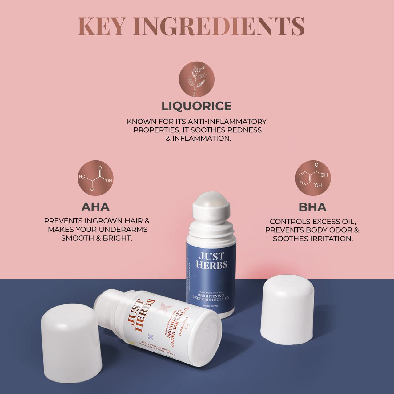 Just Herbs Under Arm Roll On for Women Floral Fiesta Long Lasting and Refreshing Women Deodorant - 50 ml