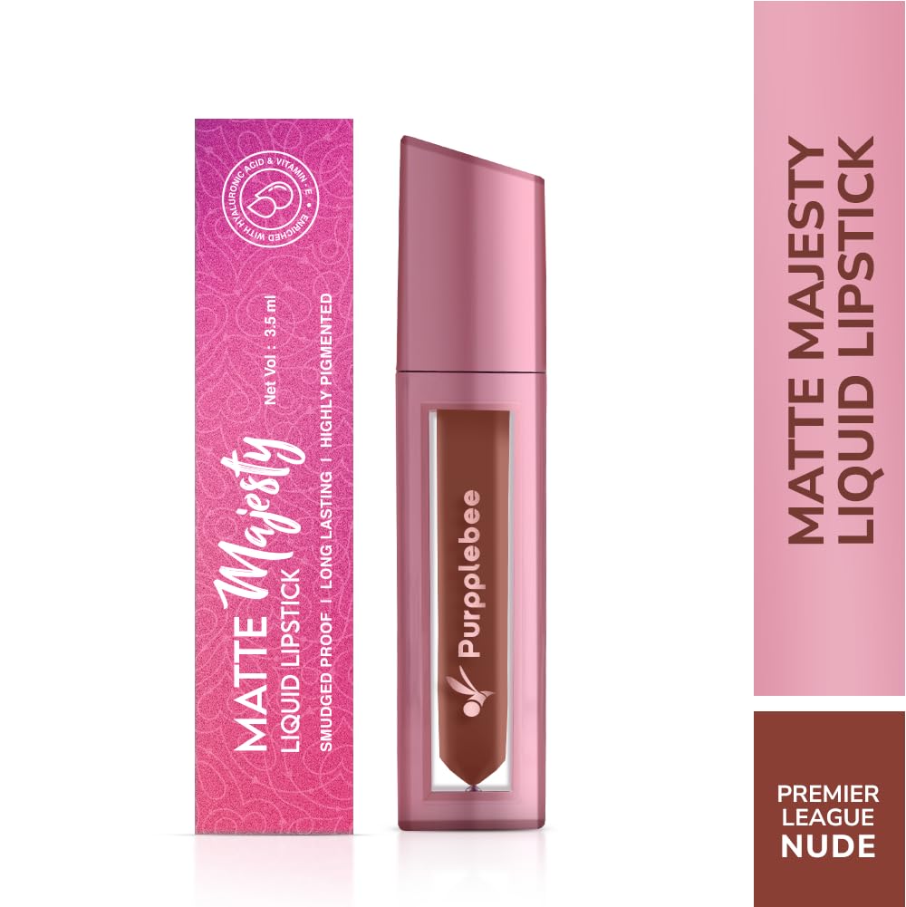 MATTE Majesty Liquid Lipstick Smudged Proof Long Lasting Highly Pigmented Water Proof Matte Liquid Lipstick (Premiere Leaug Nude)