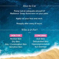 Aqualogica Radiance+ Dewy Sunscreen SPF 50+ PA+++ | Lightweight texture for oily, combination, acne prone skin | Broad spectrum protection | No white cast, Non greasy | For Men & Women | 50g x 2