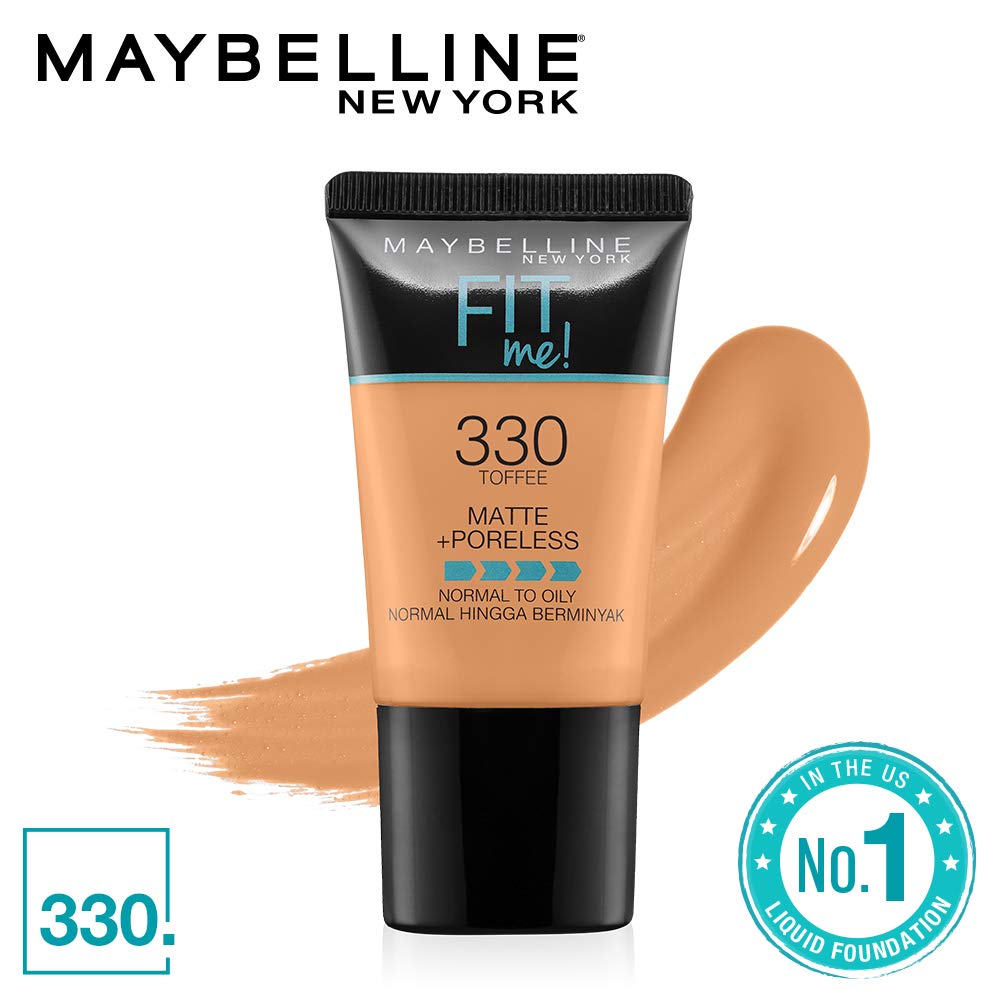 Maybelline New York Fit Me Matte+Poreless Liquid Full Coverage Foundation For Oily Skin Powder Tube,310 Sun Beige,330 Toffee,18Ml,Pack Of 1