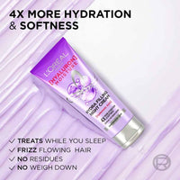 L'Oreal Paris Hyaluron Moisture Hydra Filling Leave-in Night Cream, Powered by Hyaluronic Acid, For Dry & Dehydrated Hair, Volume-180ml, Makes hair frizz-free, bouncy and hydrated for up to 72HR
