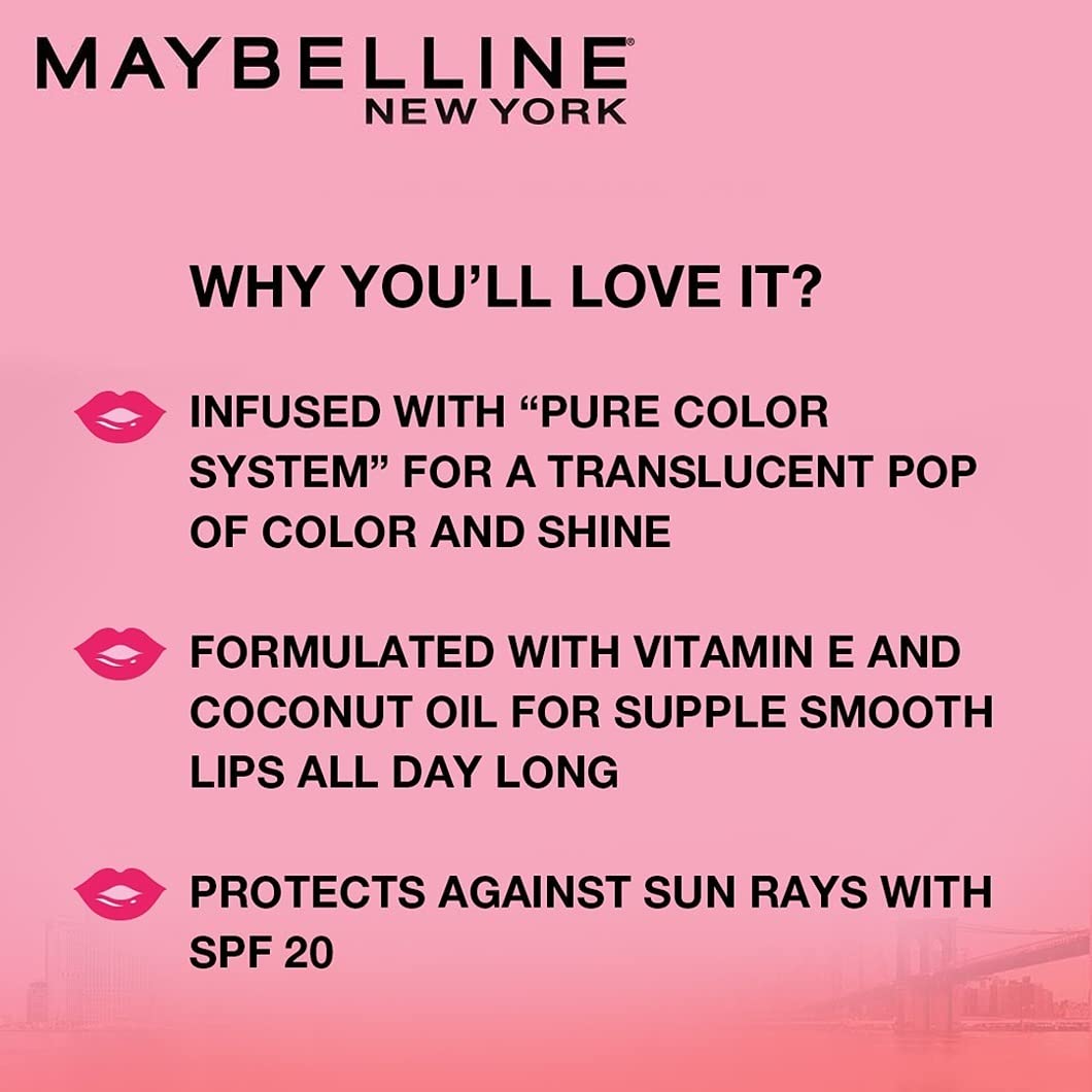 Maybelline New York Baby Lips Loves Color Lip Balm Sun Protection with SPF 20, Long-Lasting Hydration Formula for 16 Hours, Lip Balm Features Unique Lip Renew Formula - Pink Lolita|4gm (Pack of 2)
