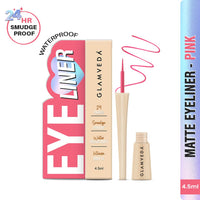 Glamveda Super Matte Liquid Eyeliner – Pink, Smudge-Proof, Waterproof, Quick Drying | 24-Hour Long Stay | Smooth Application | Bold, Clean, Smudge-Free Look