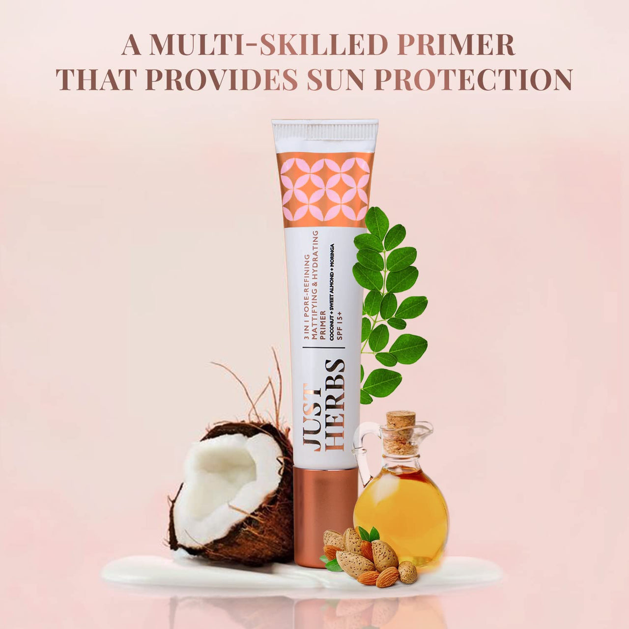Just Herbs 3 in 1 Pore-Refining,Minimizer Mattifying & Hydrating Primer for Face Makeup Normal Oily,Dry and Combination Skin Types 20g