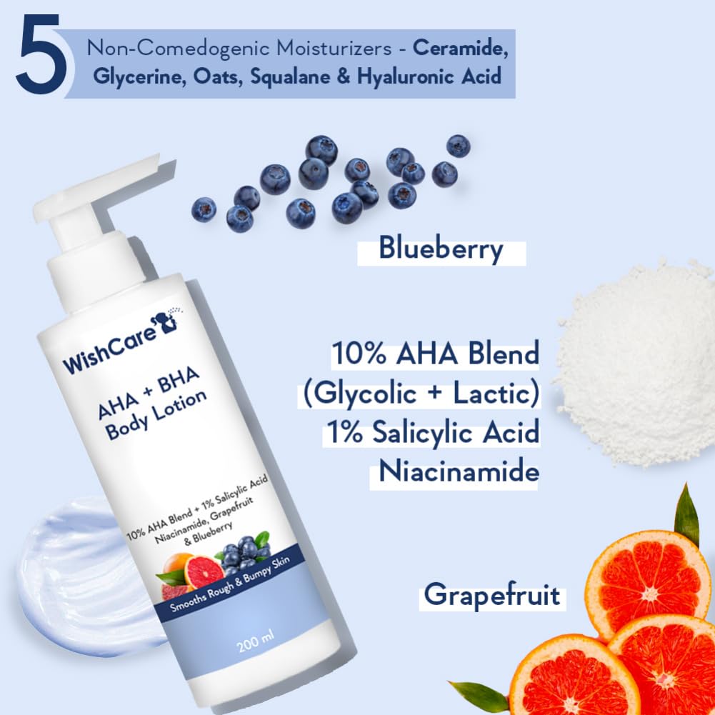 WishCare De-Tan Combo - AHA BHA Body Lotion & SPF50 Sunscreen Lotion 200ml Each