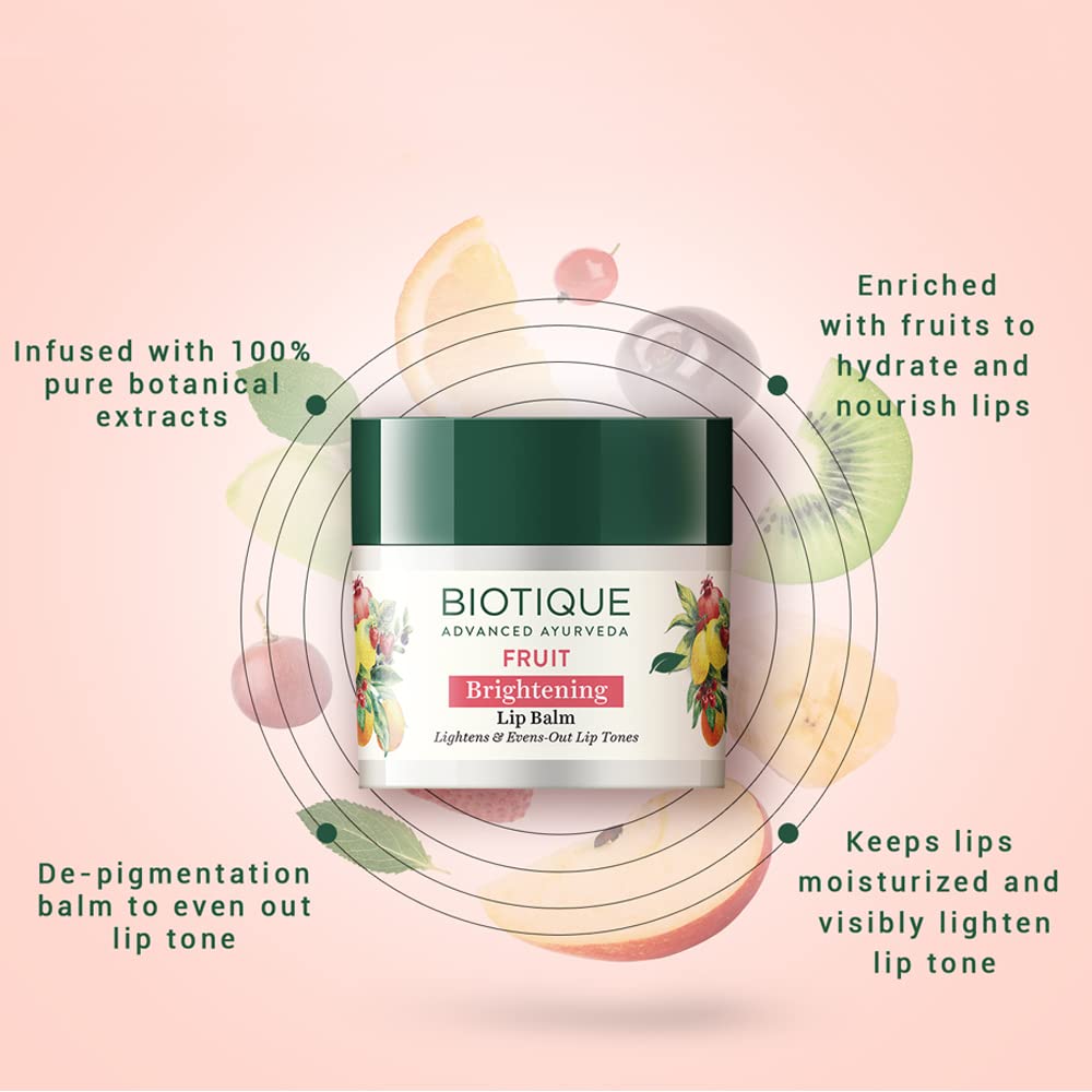 Biotique Bio Fruit Whitening/Brightening Lip Balm, 12g & Biotique Bio Basil and Sandalwood Refreshing Body Powder, 150g