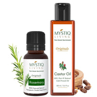 Mystiq Living Rosemary Essential Oil & Castor Oil for Hair Growth, Hydrating & Moisturising for Face & Skin | 100% Pure and Natural (100ml+15ml)
