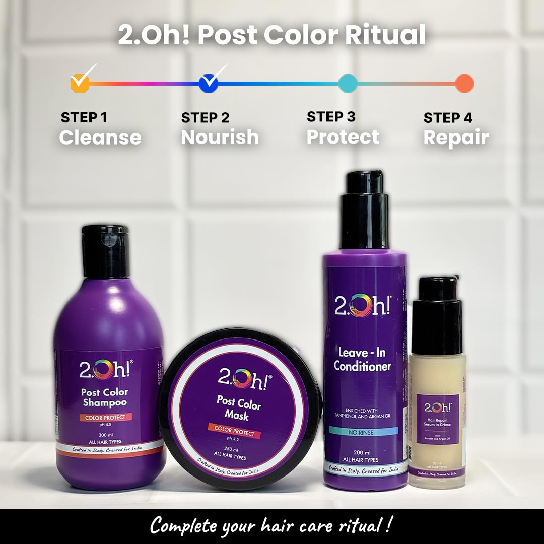 2.Oh! Italian Post Color Combo with Color Protect Complex | Colour Protect Shampoo + Hair Mask for Coloured Hair | Daily Use Shampoo and Mask with pH 4.5 | Ideal for Color Treated Hair | Women and Men