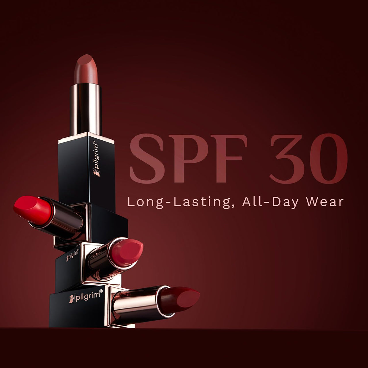 Pilgrim Matte Me Up Bullet Lipstick 4.2g | Creamy, Lightweight, Bold, Non Drying | SPF 30 | Enriched With Hyaluronic Acid & Spanish Squalane | Lipstick for dusky skin tone | Pink Romance -14