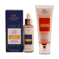 PURE AATMAN Combo pack of 2 | Vitamin C | Face wash | Kumkumadi tailam | Brightening, Oil, Toned Glow Enriched with Saffron & Sandalwood, 100% Chemical Free |