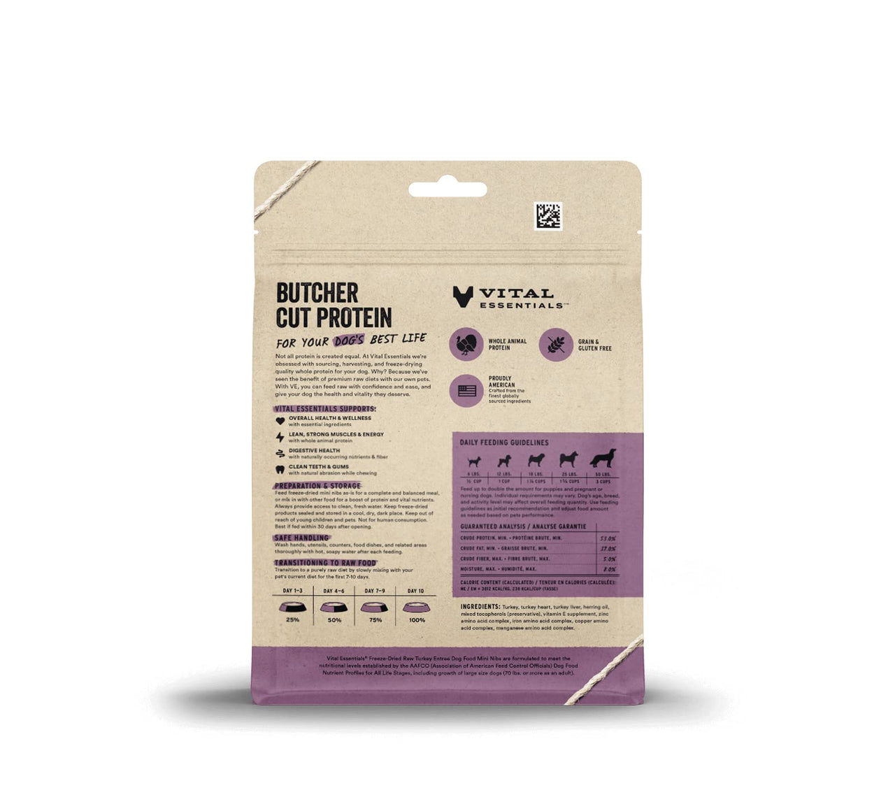 Vital Essentials Freeze Dried Raw Dog Food, Turkey Mini Nibs Entree, 5.5 oz 5.5 Ounce (Pack of 1)