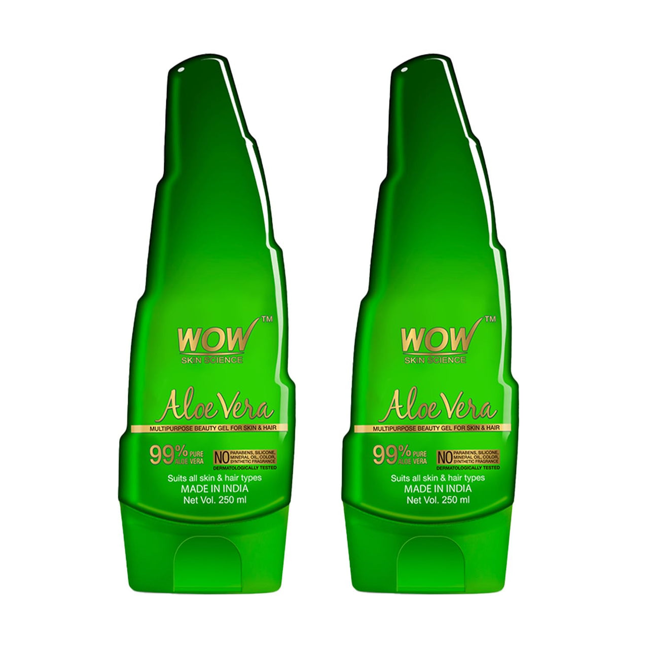 WOW Skin Science 99% Pure Aloe Vera Gel for Face, Skin & Hair - 250ml|Ultimate Gel For Glowing Skin|For Both Men and Women|Pack of 2