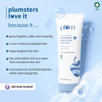 Plum 2% Niacinamide Simply Bright Face Wash With Rice Water | Brightens Skin, Helps Fade Blemishes | Softens & Smoothens Skin | Gentle & Non-Drying | Women & Men | 100% Vegan | 100 ml